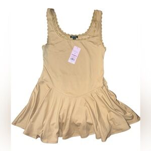 Women's Small Game Day Lace Drop Waist Mini Skater Dress Wild Fable Gold/Tan